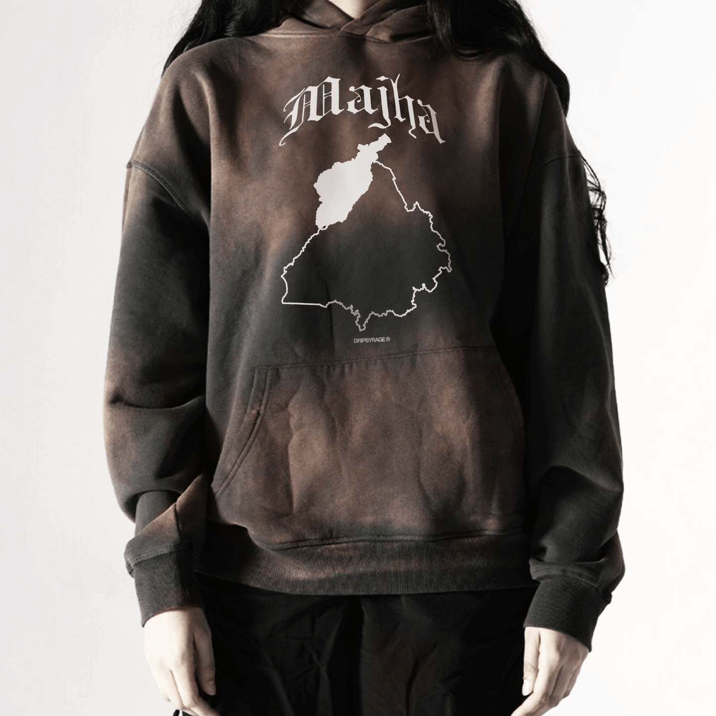 MAJHA OVERSIZED PREMIUM FADED HOODIE VINTAGE BURGUNDY - Drip by Rage