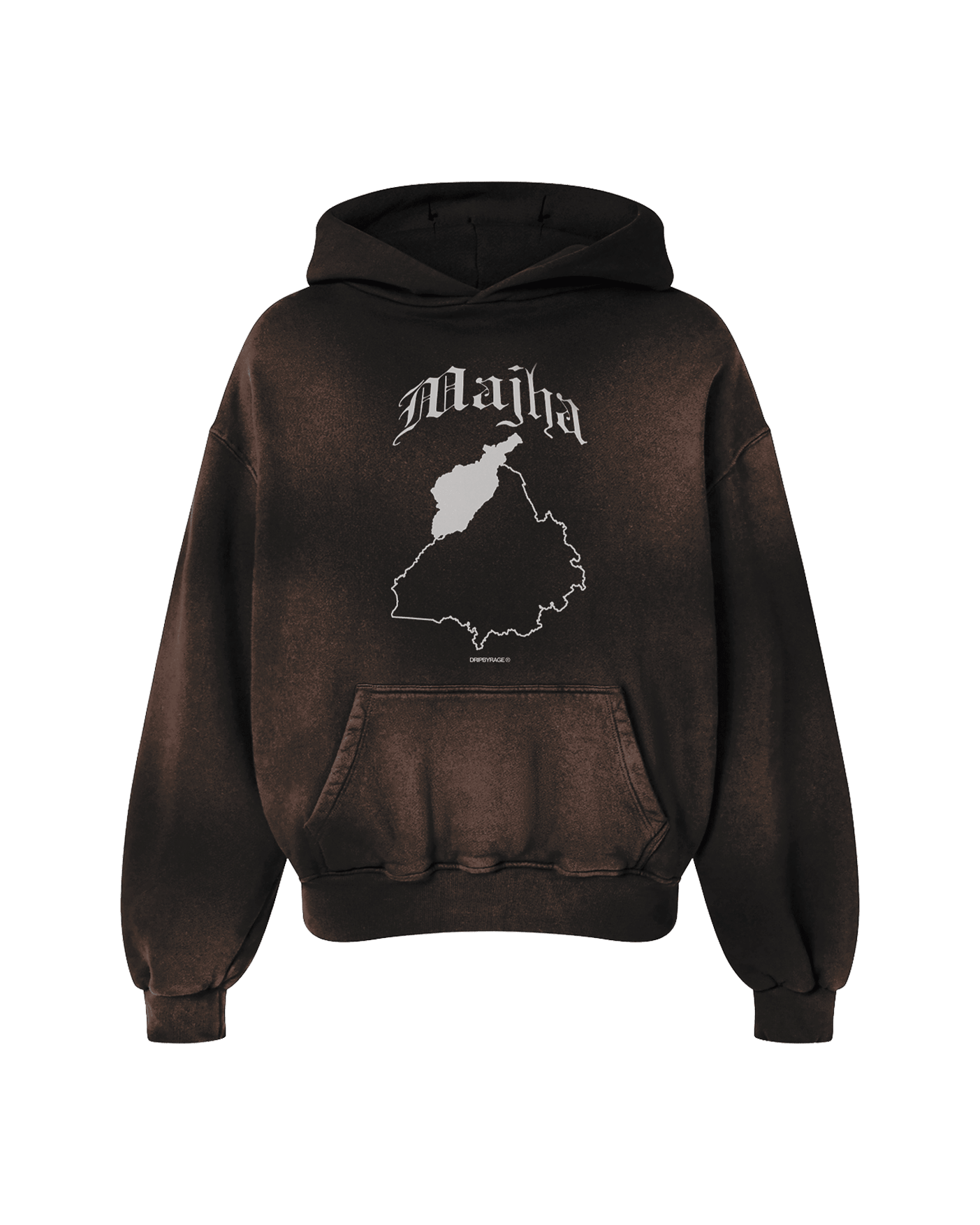 MAJHA OVERSIZED PREMIUM FADED HOODIE VINTAGE BURGUNDY - Drip by Rage