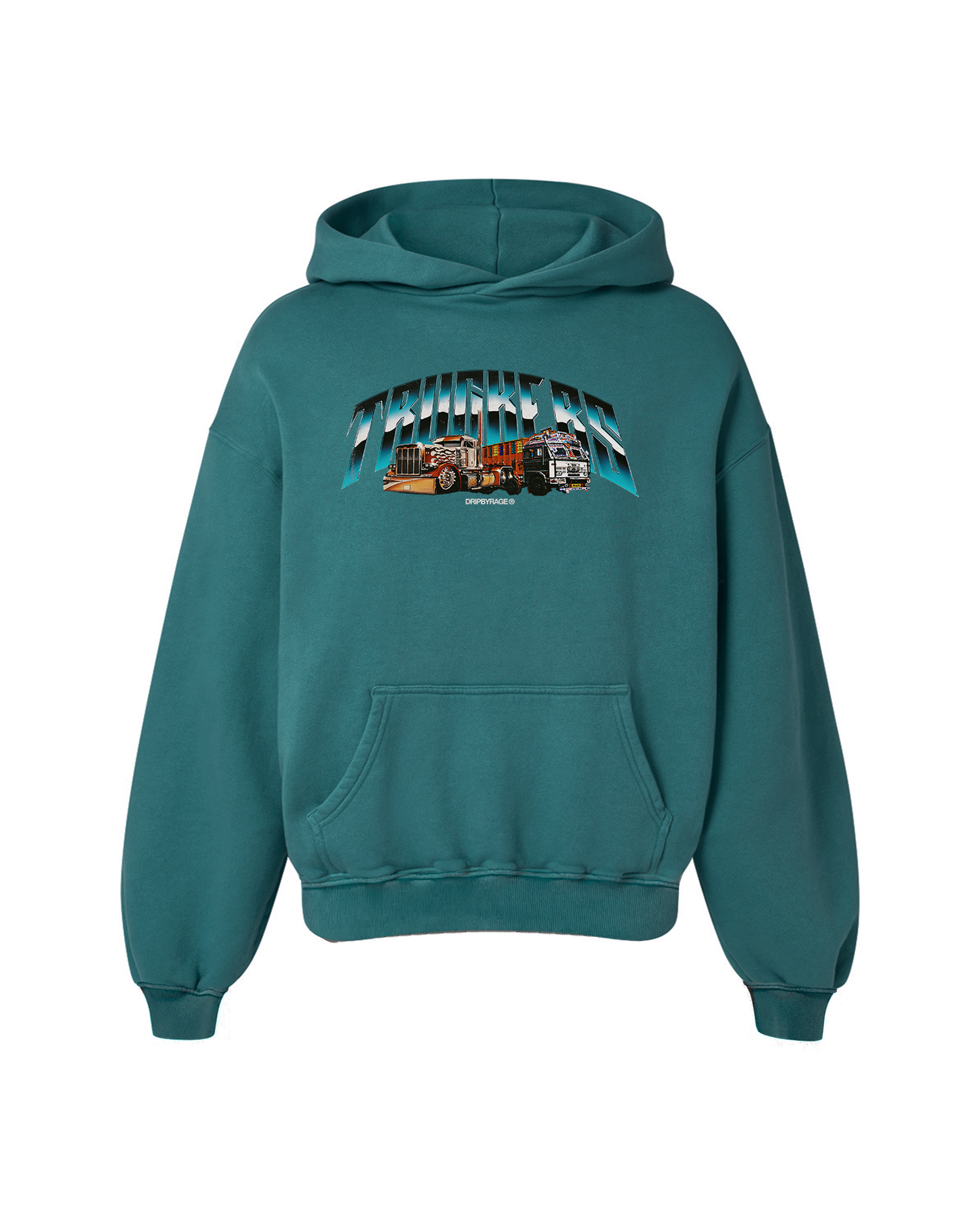 TRUCKERS OVERSIZED FADED HOODIE VINTAGE GREEN