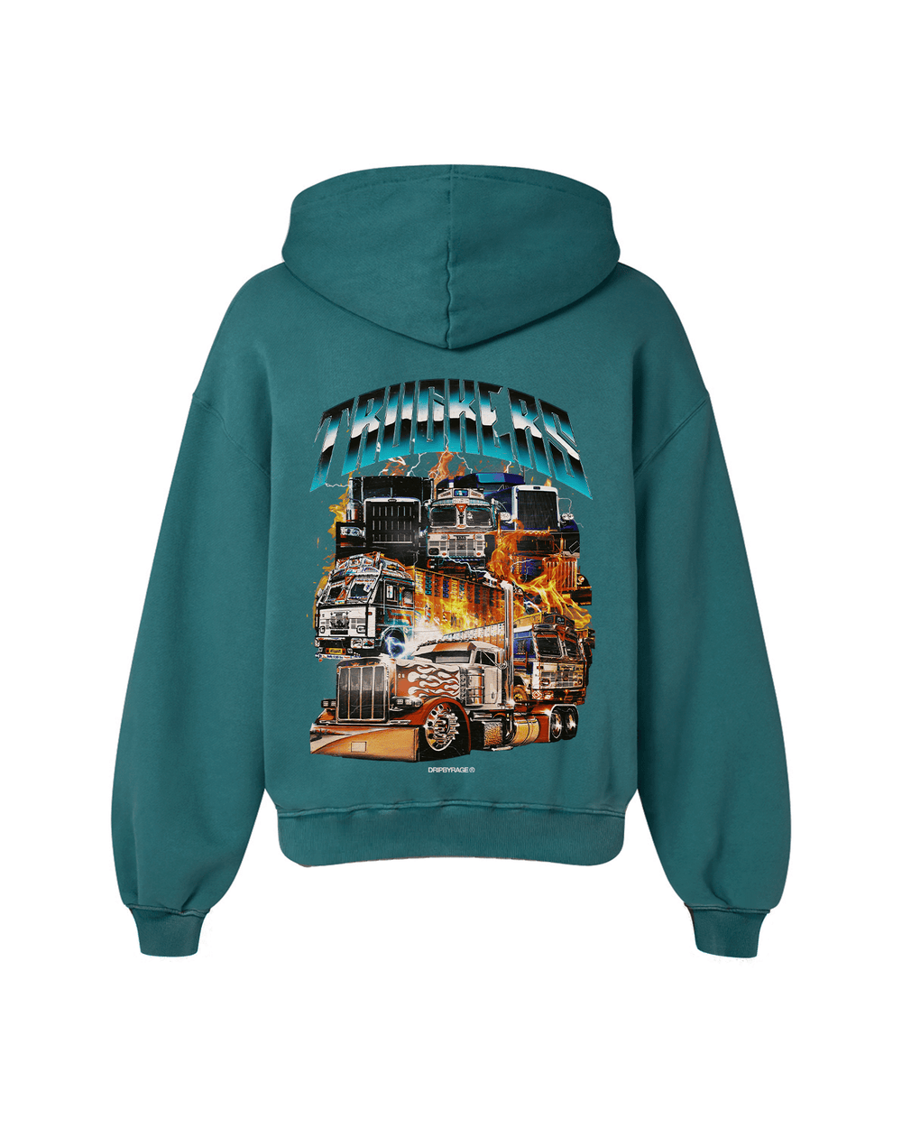 TRUCKERS OVERSIZED FADED HOODIE VINTAGE GREEN - Drip by Rage